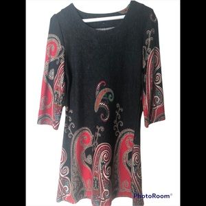 Grey, paisley, knit dress.